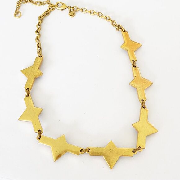 J Crew gold - 2 tone blue rhinestone collar statement necklace 16-20” adjustable - Picture 4 of 6